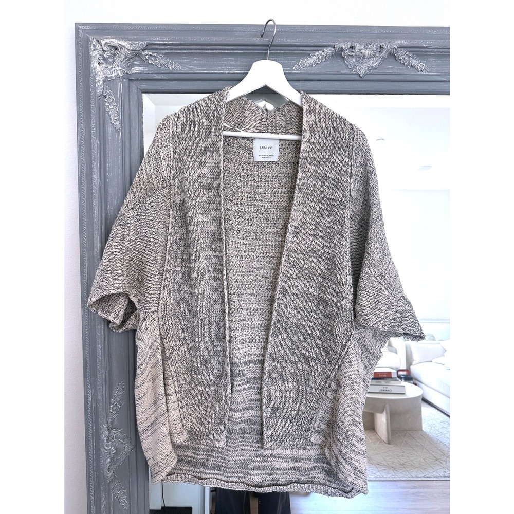 Zara Knit Women's Textured Marled Knit Open Front Dolman Sleeves Cardigan M